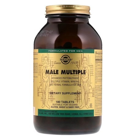 Мультивітаміни для Чоловіків, Male Multiple, Solgar, 180 таблеток