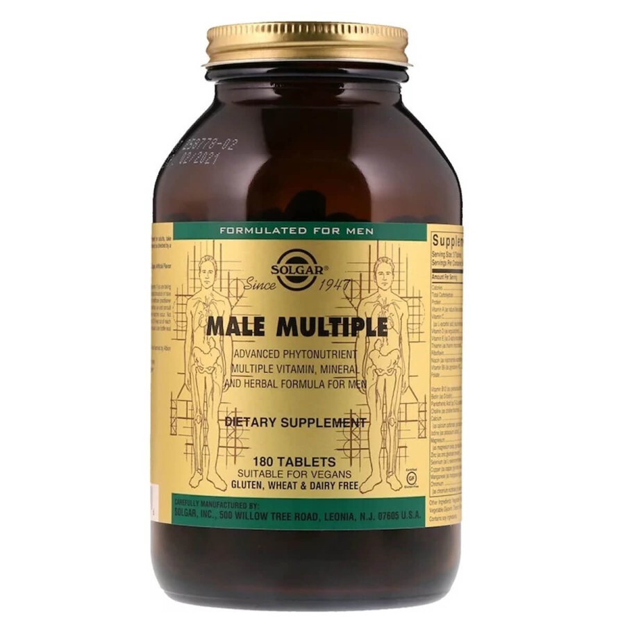 Мультивітаміни для Чоловіків, Male Multiple, Solgar, 180 таблеток: ціни та характеристики