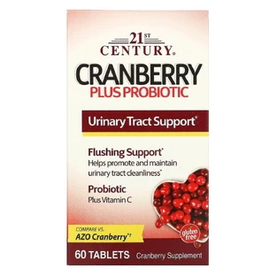 Клюква с пробиотиком, Cranberry Plus Probiotic, 21st Century, 60 таблеток