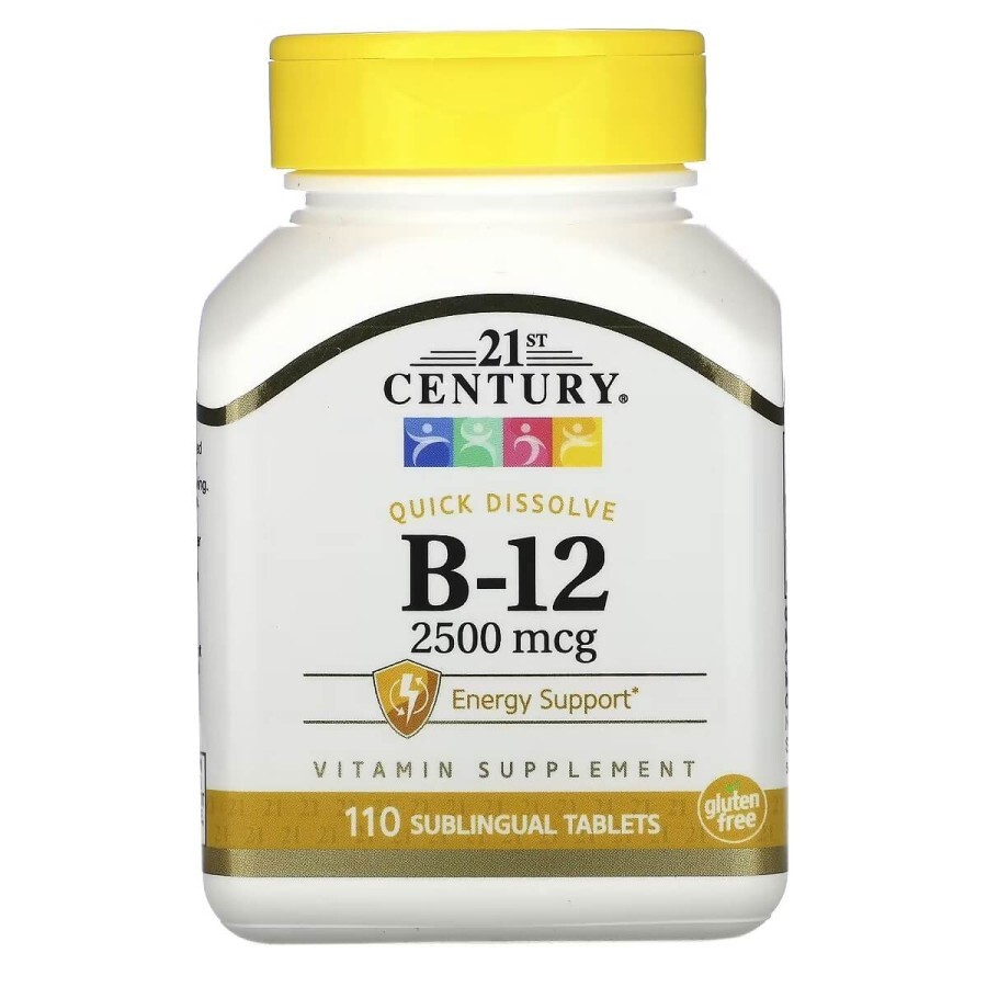 Витамин B-12, 2500 мкг, Sublingual, 21st Century, 110 таблеток для рассасывания: цены и характеристики