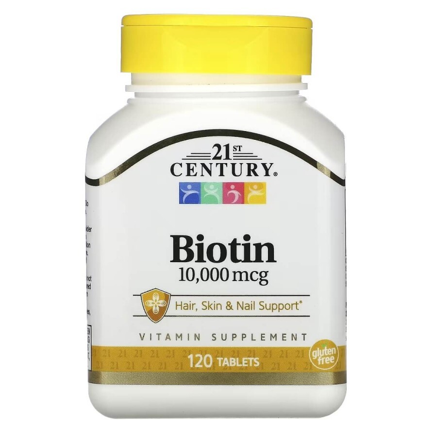 Біотин, 10 000 мкг, Biotin, 21st Century, 120 капсул: ціни та характеристики
