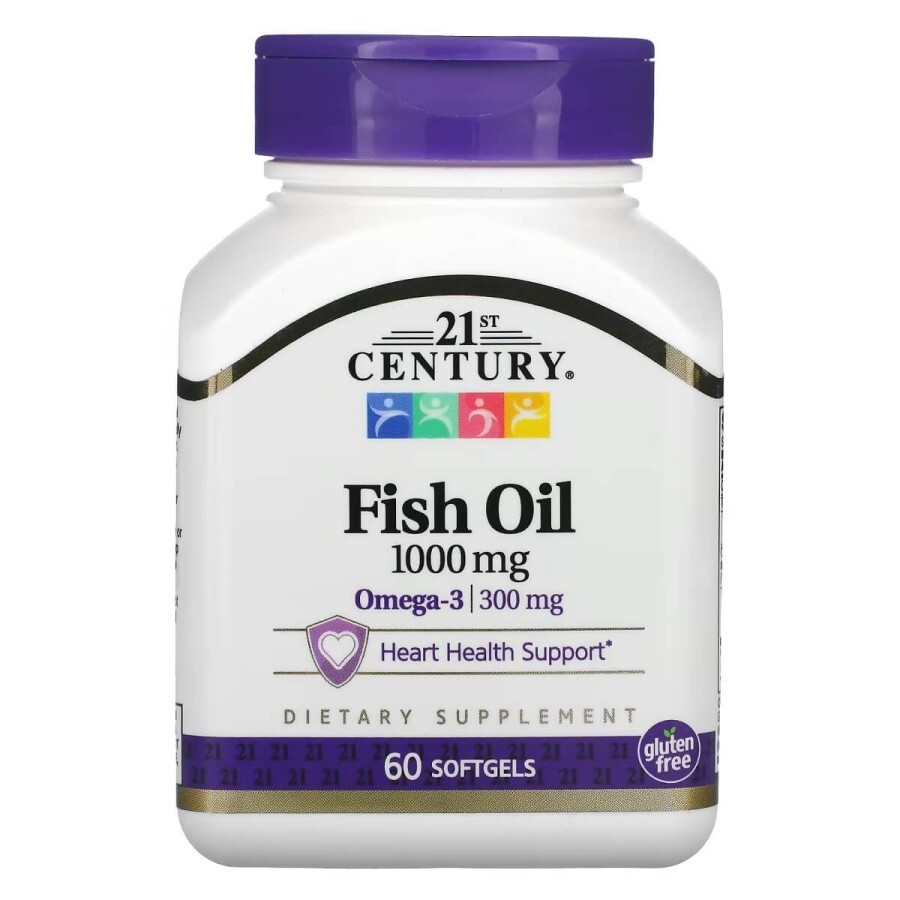 Риб'ячий жир, 1000 мг, Fish Oil, 21st Century, 60 желатинових капсул: ціни та характеристики