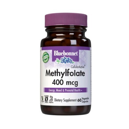 Метилфолат (B9) 400мкг, Cellular Active, Methylfolate, Bluebonnet Nutrition, 60 вегетаріанських капсул