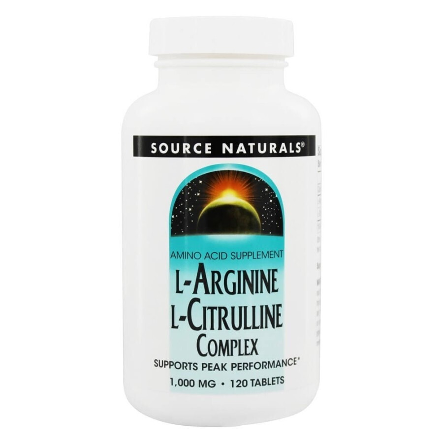 L-Аргинин L-Цитрулиновый Комплекс 1000мг, Source Naturals, 120 таблеток: цены и характеристики