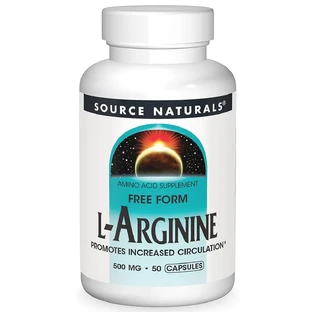L-Аргинин 500мг, L-Arginine, Source Naturals, 50 капсул