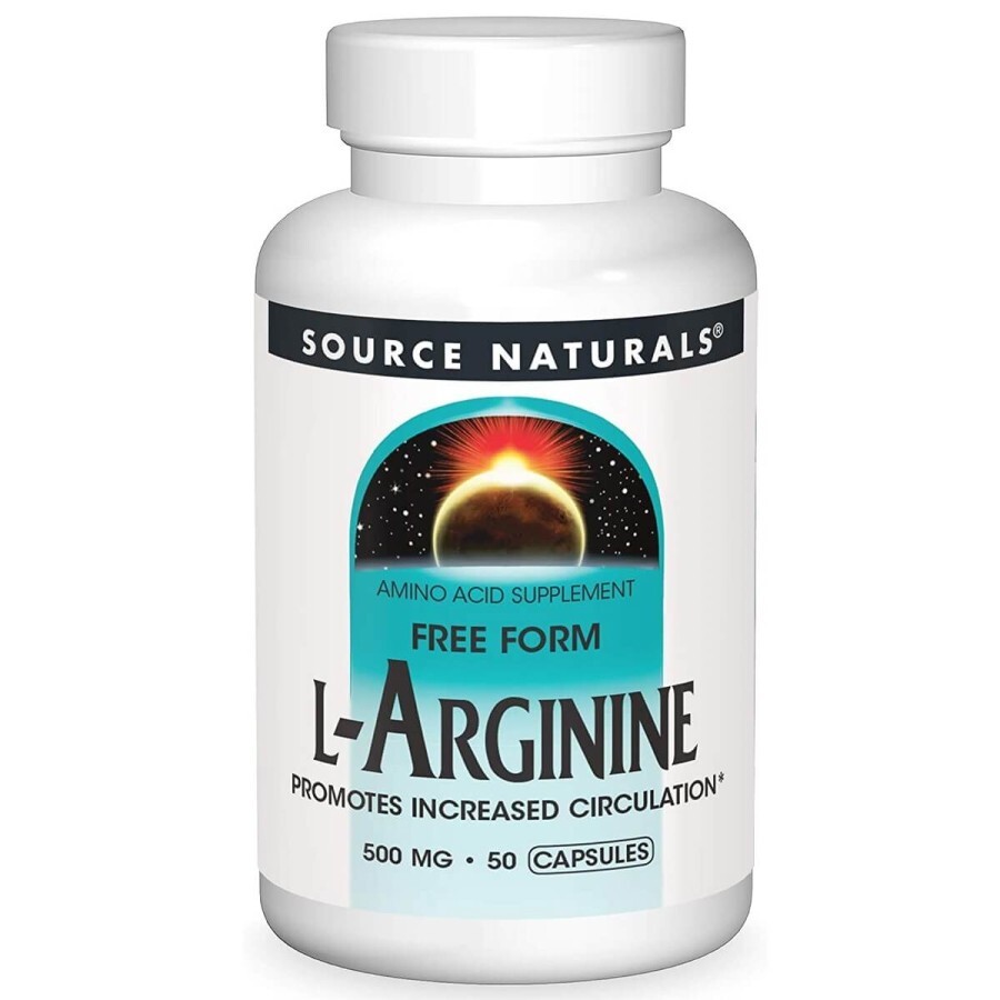 L-Аргинин 500мг, L-Arginine, Source Naturals, 50 капсул: цены и характеристики