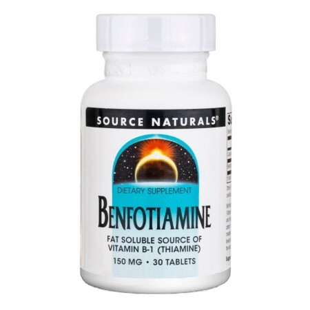 Бенфотіамін, 150 мг, Benfotiamine, Source Naturals, 30 таблеток