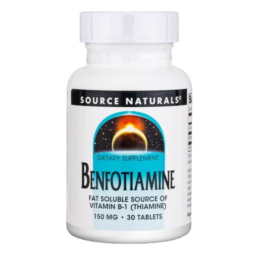 Бенфотіамін, 150 мг, Benfotiamine, Source Naturals, 30 таблеток: ціни та характеристики