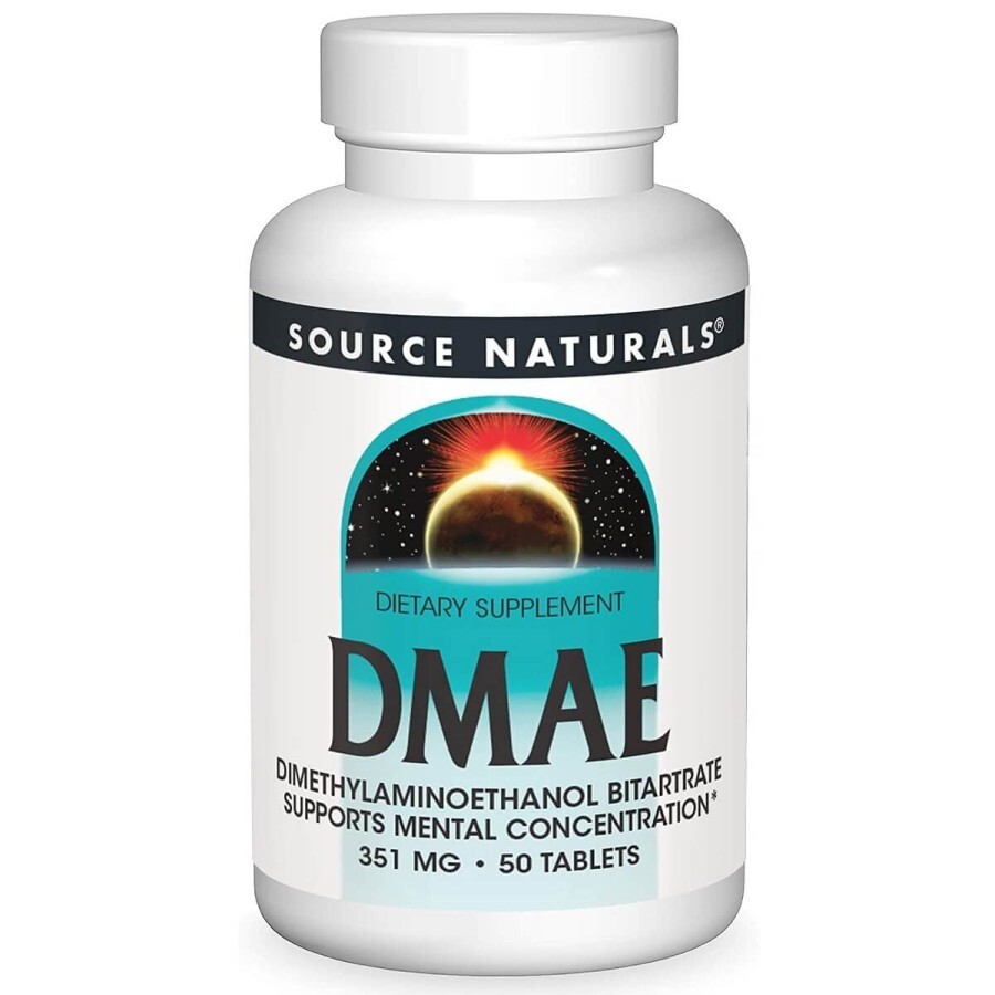 Диметиламиноэтанол, 130 мг, DMAE, Source Naturals, 50 таблеток: цены и характеристики