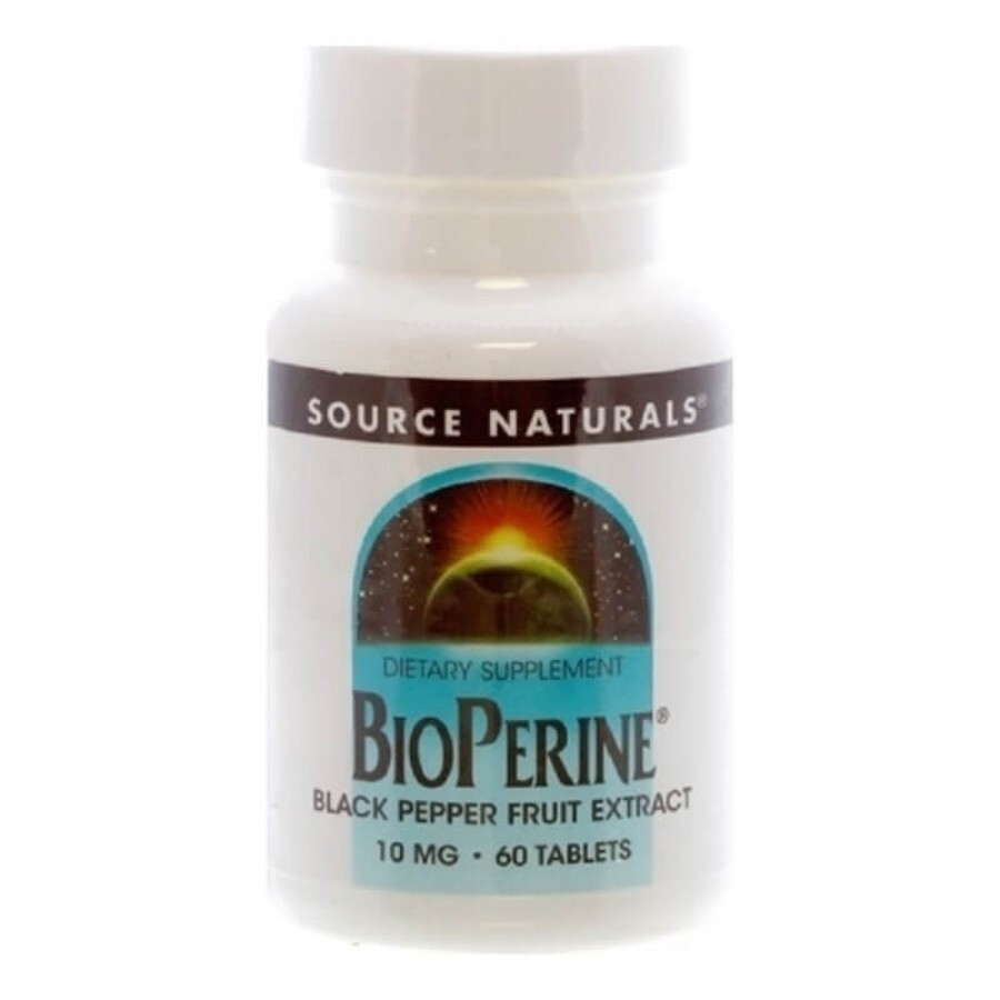 Біоперин (Екстракт Чорного Перцю) 10мг, Source Naturals, 60 таблеток: ціни та характеристики