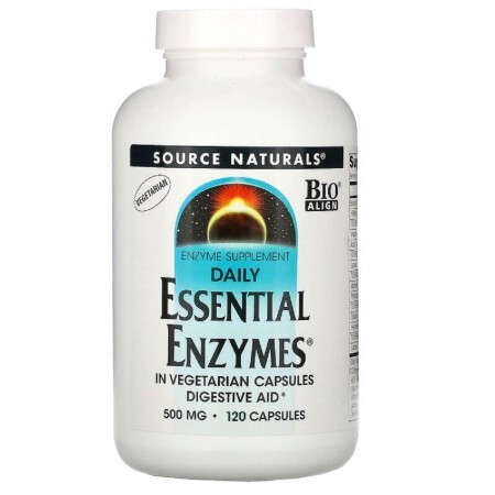 Ефірні Ензими, 500 мг, Daily Essential Enzymes, Source Naturals, 120 вегетаріанських капсул