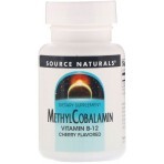 Метилкобаламін, Вітамін В12, 5 мг, Смак Вишні, MethylCobalamin Vitamin B12, Source Naturals, 30 таблеток для розсмоктування: ціни та характеристики