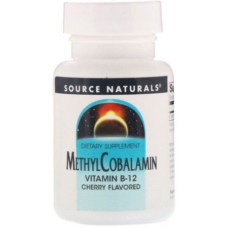 Метилкобаламін, Вітамін В12, 5 мг, Смак Вишні, MethylCobalamin Vitamin B12, Source Naturals, 30 таблеток для розсмоктування