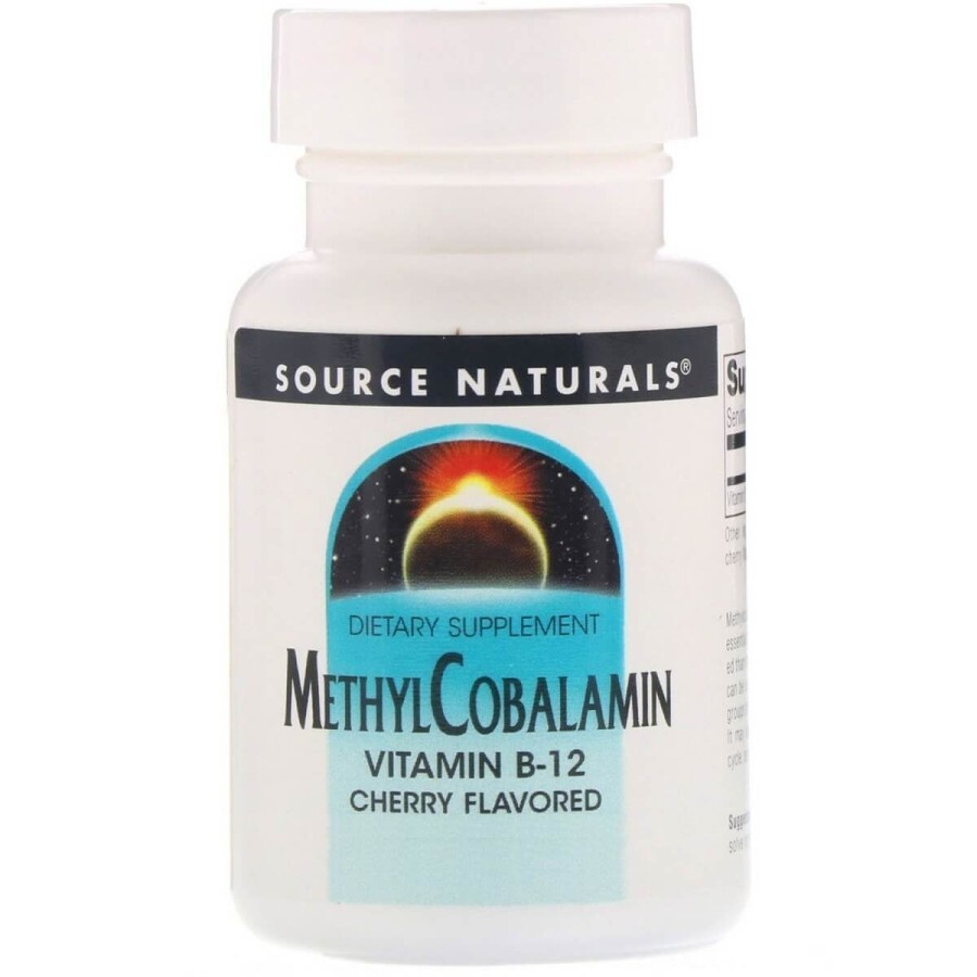 Метилкобаламин, Витамин В12, 5 мг, Вкус Вишни, MethylCobalamin Vitamin B12, Source Naturals, 30 таблеток для рассасывания: цены и характеристики