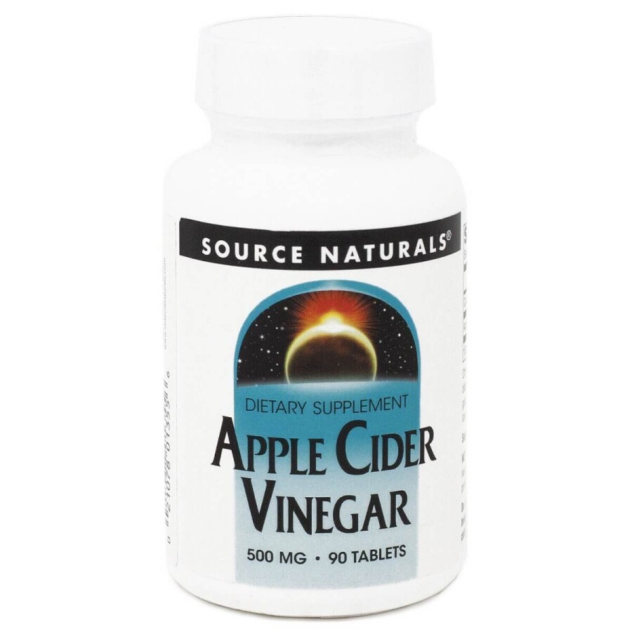 Яблучний Оцет, 500 мг, Apple Cider Vinegar, Source Naturals, 90 таблеток: ціни та характеристики