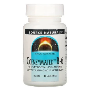 Коэнзим Витамина B6, 25 мг, Coenzymated™ Vitamin B-6, Source Naturals, 30 таблеток для рассасывания