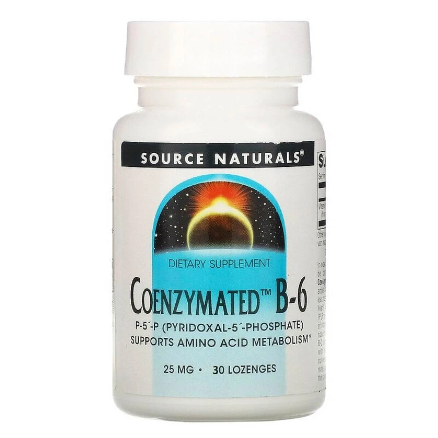 Коэнзим Витамина B6, 25 мг, Coenzymated™ Vitamin B-6, Source Naturals, 30 таблеток для рассасывания: цены и характеристики