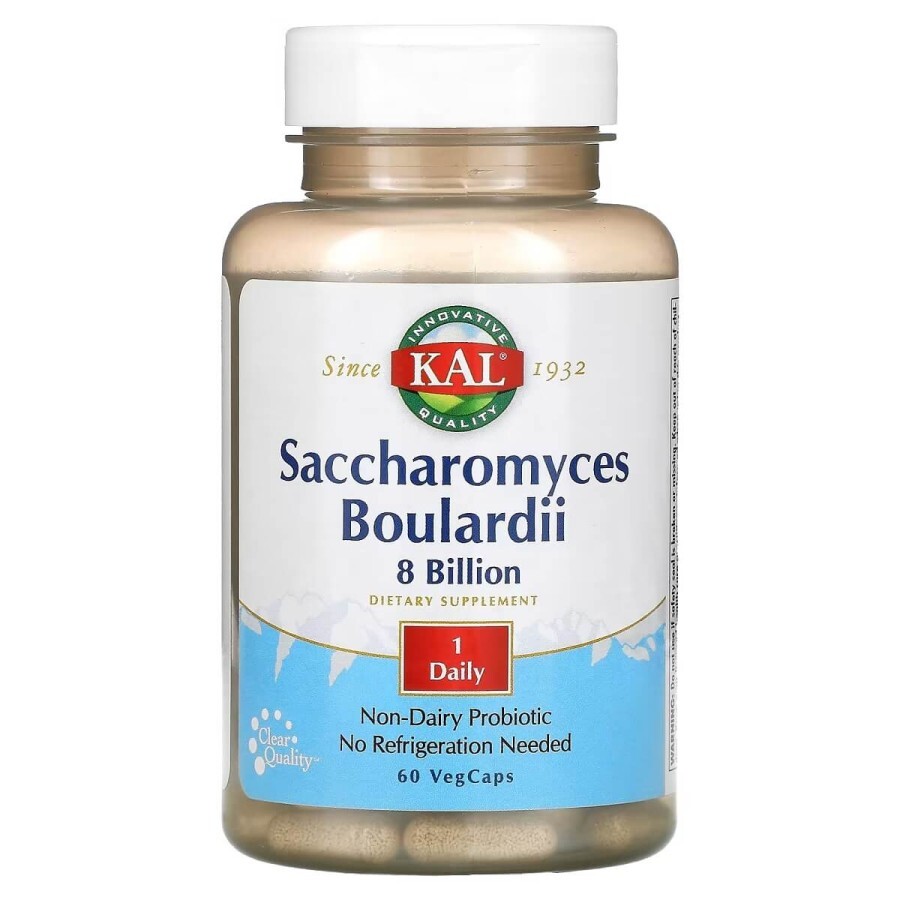 Сахароміцети Буларді, 8 мільярдів КУО, Saccharomyces Boulardii, 8 Billion, KAL, 60 вегетаріанських капсул: ціни та характеристики