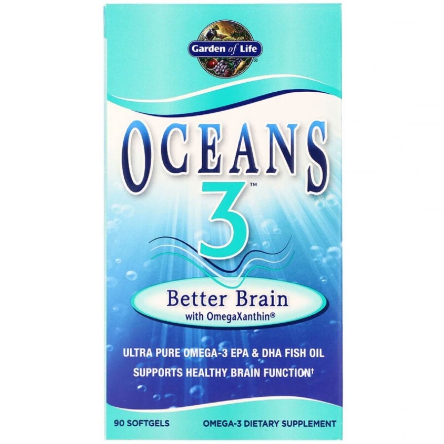 Комплекс Для поддержки Мозга С Омега-Ксантином, Oceans 3, Better Brain with OmegaXanthin, Garden of Life, 90 мягких желатиновых капсул: цены и характеристики