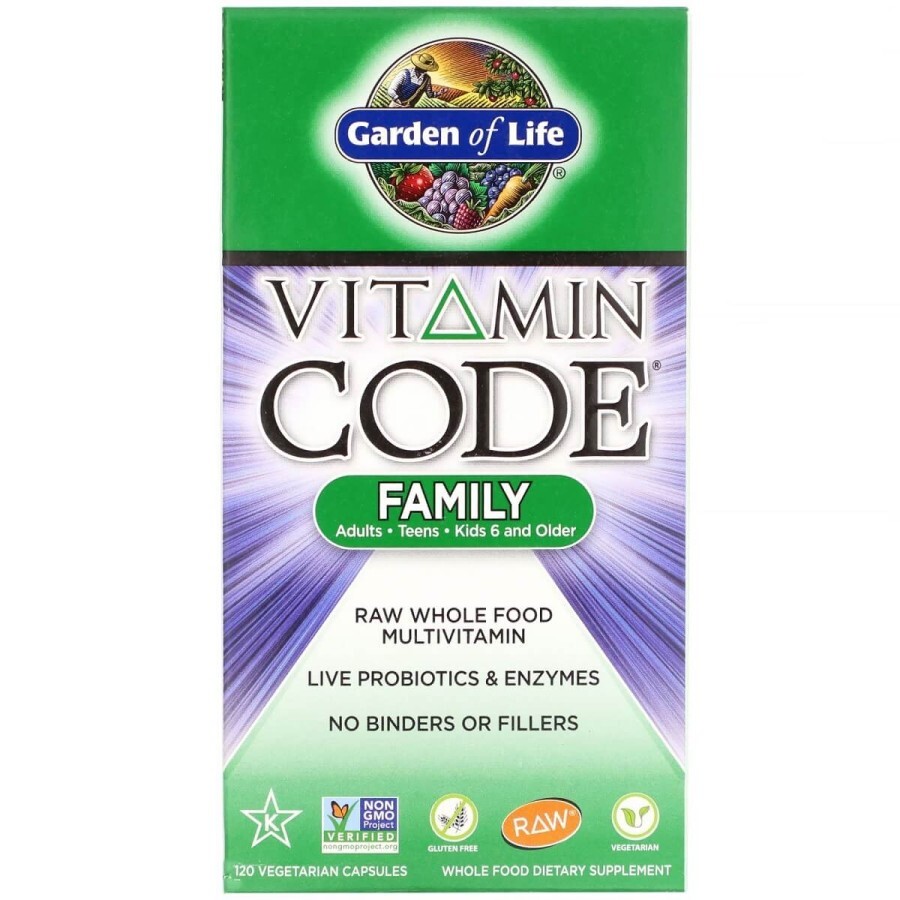 Мультивітаміни для сім'ї, Vitamin Code, Family Multivitamin, Garden of Life, 120 вегетаріанських капсул: ціни та характеристики