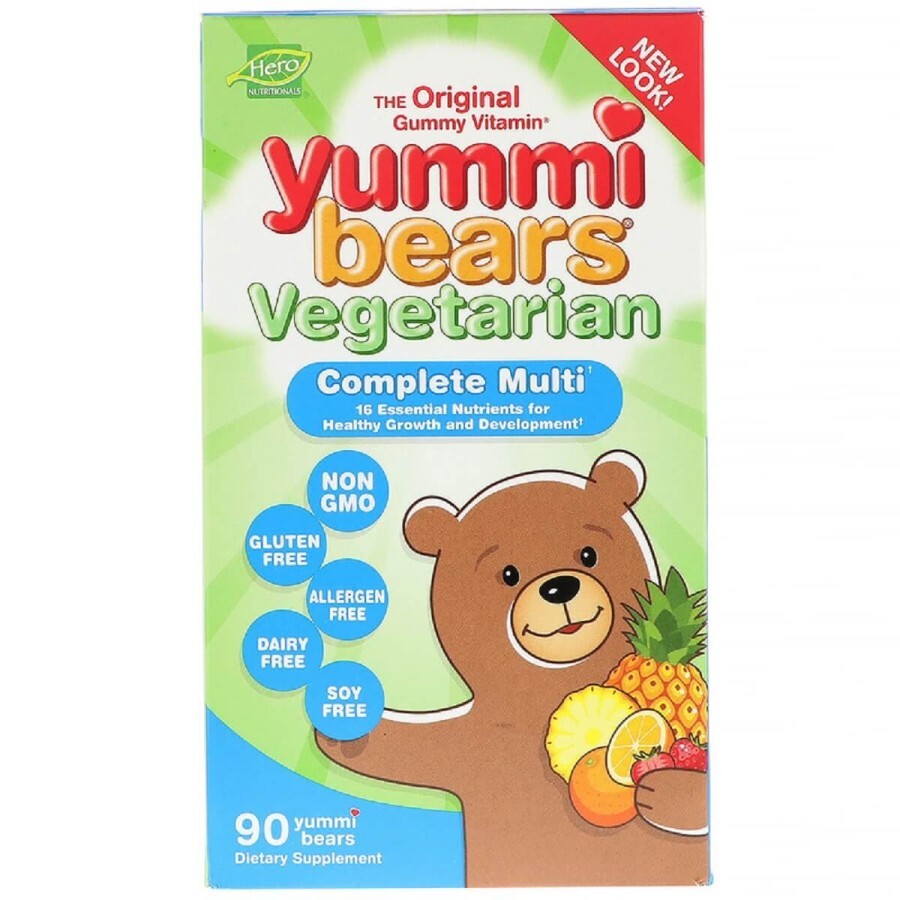 Мультивитамины для детей Hero Nutritional Products Yummi Bears Vegetarian Complete Multi, 90 мармеладных мишек: цены и характеристики