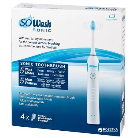 Електрична зубна щітка SOWASH Sonicare + 4 насадки в комплекті: ціни та характеристики