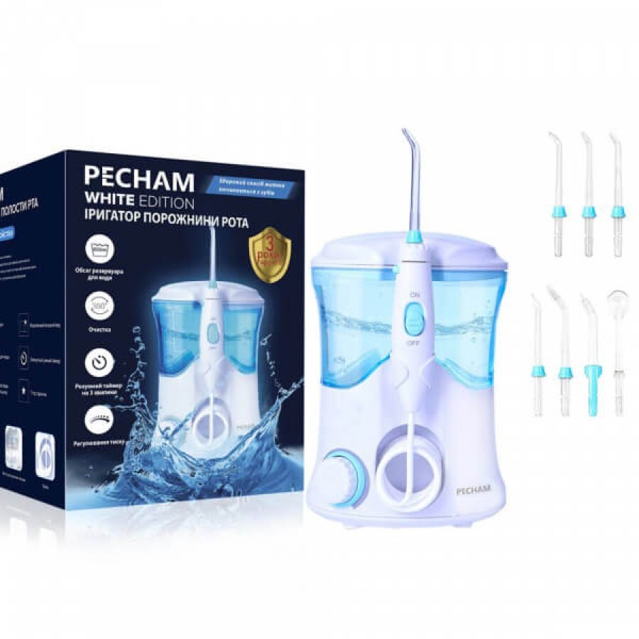  PECHAM Ирригатор для полости рта Professional White Edition + 7 насадок в комплекте: цены и характеристики