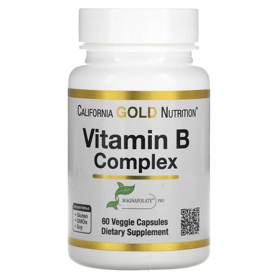 Комплекс витаминов группы В, Vitamin B Complex, California Gold Nutrition, 60 вегетарианских капсул: цены и характеристики