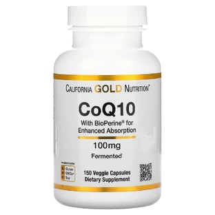 Коензим Q10 USP із Біоперином, 100 мг, CoQ10 USP with Bioperine, California Gold Nutrition, 150 вегетаріанських капсул