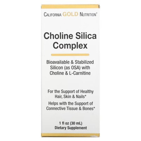 Комплекс холина и кремния для поддержки волос, кожи и ногтей, Choline Silica Complex, California Gold Nutrition, 30 мл