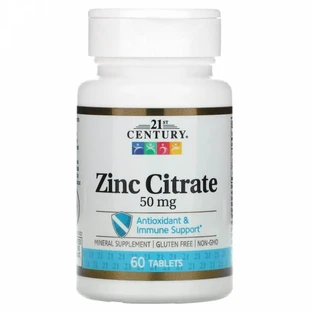 Цитрат цинку, 50 мг, Zinc Citrate, 21st Century, 60 таблеток
