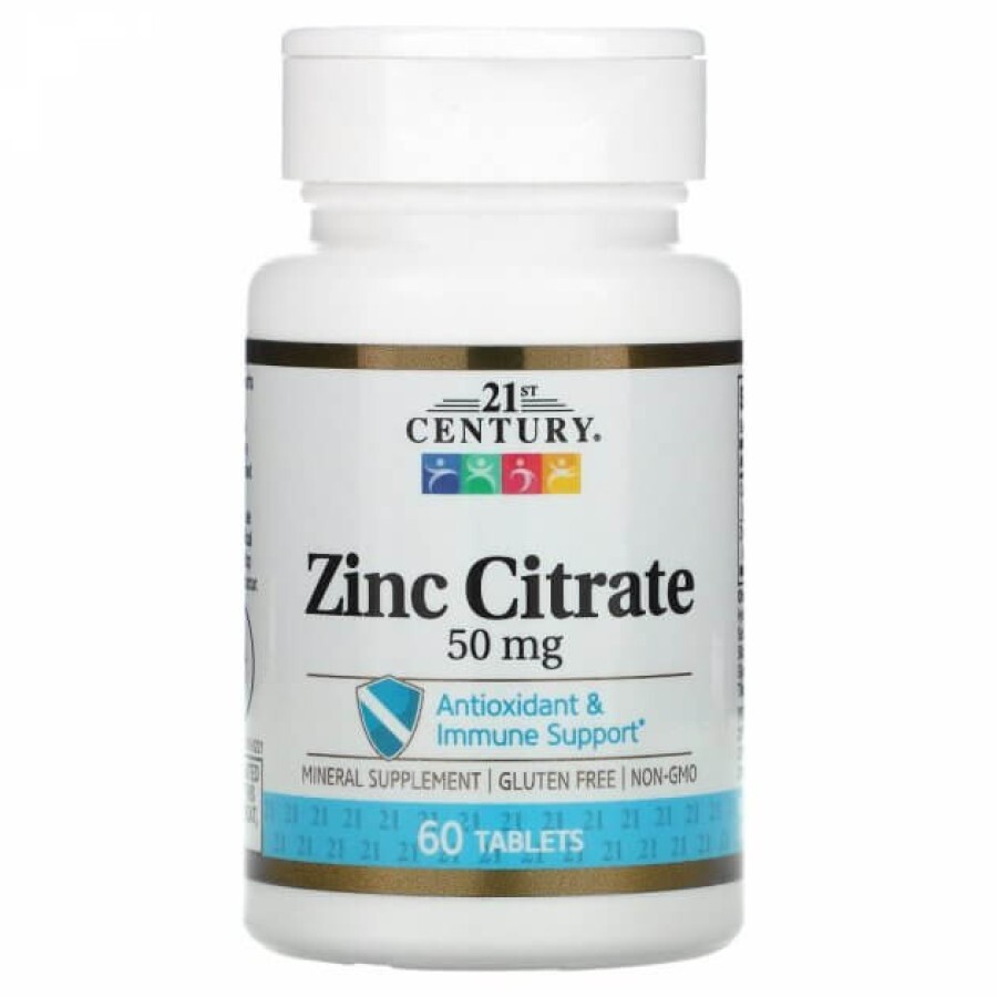 Цитрат цинку, 50 мг, Zinc Citrate, 21st Century, 60 таблеток: ціни та характеристики