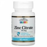 Цитрат цинка, 50 мг, Zinc Citrate, 21st Century, 60 таблеток