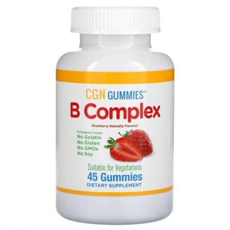 B-Комплекс, вкус клубники, B Complex Gummies, California Gold Nutrition, 45 жевательных конфет