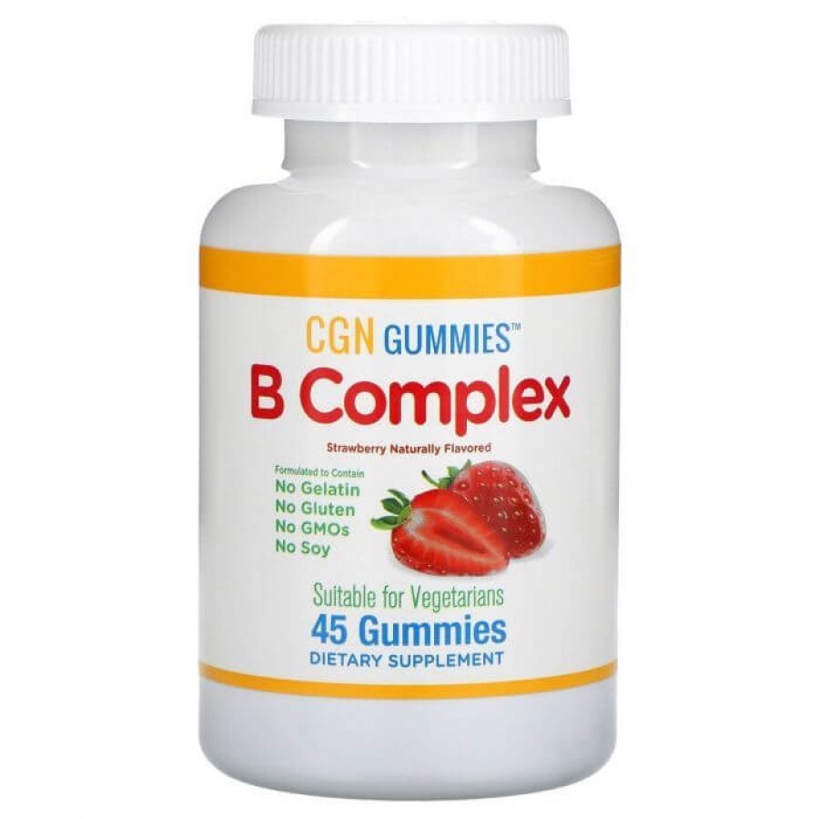 B-Комплекс, вкус клубники, B Complex Gummies, California Gold Nutrition, 45 жевательных конфет: цены и характеристики
