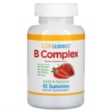 B-Комплекс, вкус клубники, B Complex Gummies, California Gold Nutrition, 45 жевательных конфет