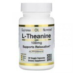 L-Теанин, 100 мг, L-Theanine, Supports Relaxation, California Gold Nutrition, 30 вегетарианских капсул: цены и характеристики