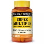 Натуральний Комплекс Супер Мультивітаміни та мінерали, Super Multiple 34 Vitamins and Minerals, Mason Natural, 100 таблеток: ціни та характеристики