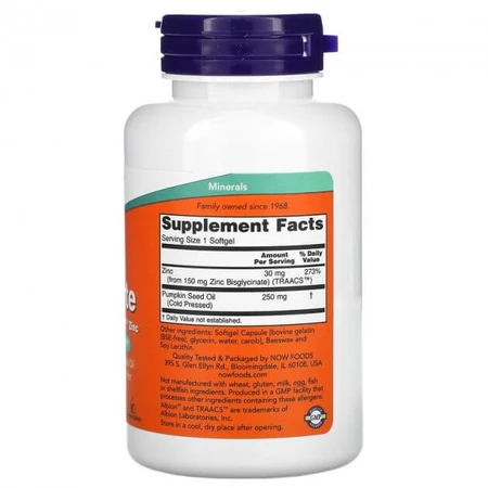 Гліцинат цинку, Zinc Glycinate, Now Foods, 120 гелевих капсул: ціни та характеристики