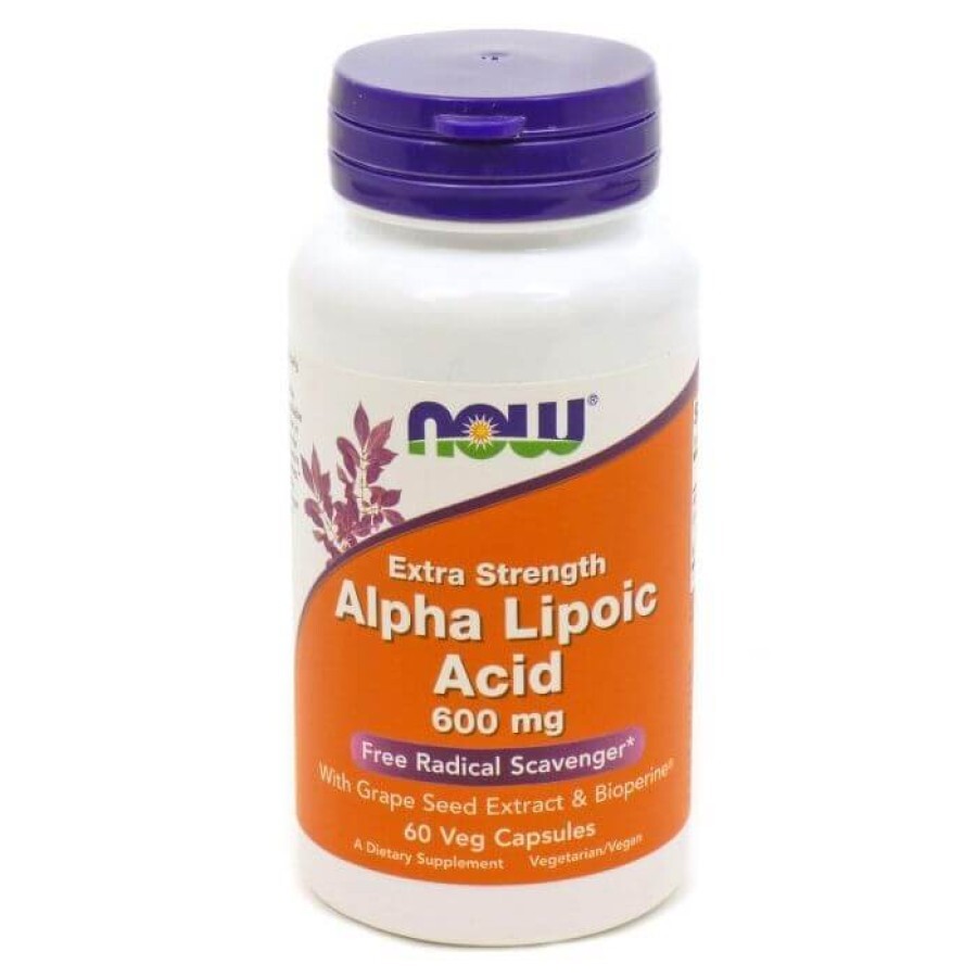Альфа-ліпоєва кислота 600мг, Alpha Lipoic Acid, Now Foods, 60 капсул: ціни та характеристики