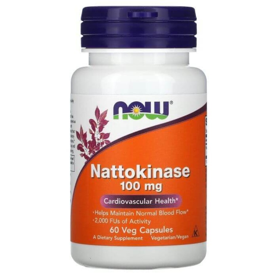 Наттокіназа, 100 мг, Nattokinase, Now Foods, 60 вегетаріанських капсул: ціни та характеристики
