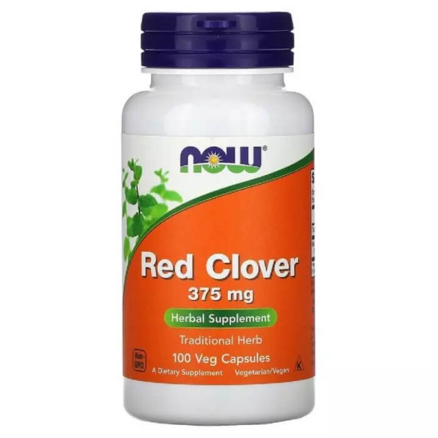 Червоний Клевер, Red Clover, Now Foods, 375 мг, 100 Вегетаріанських Капсул: ціни та характеристики