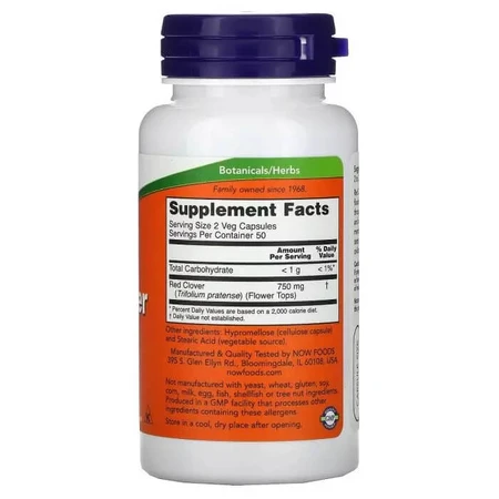 Красный Клевер, Red Clover, Now Foods, 375 мг, 100 Вегетарианских Капсул: цены и характеристики