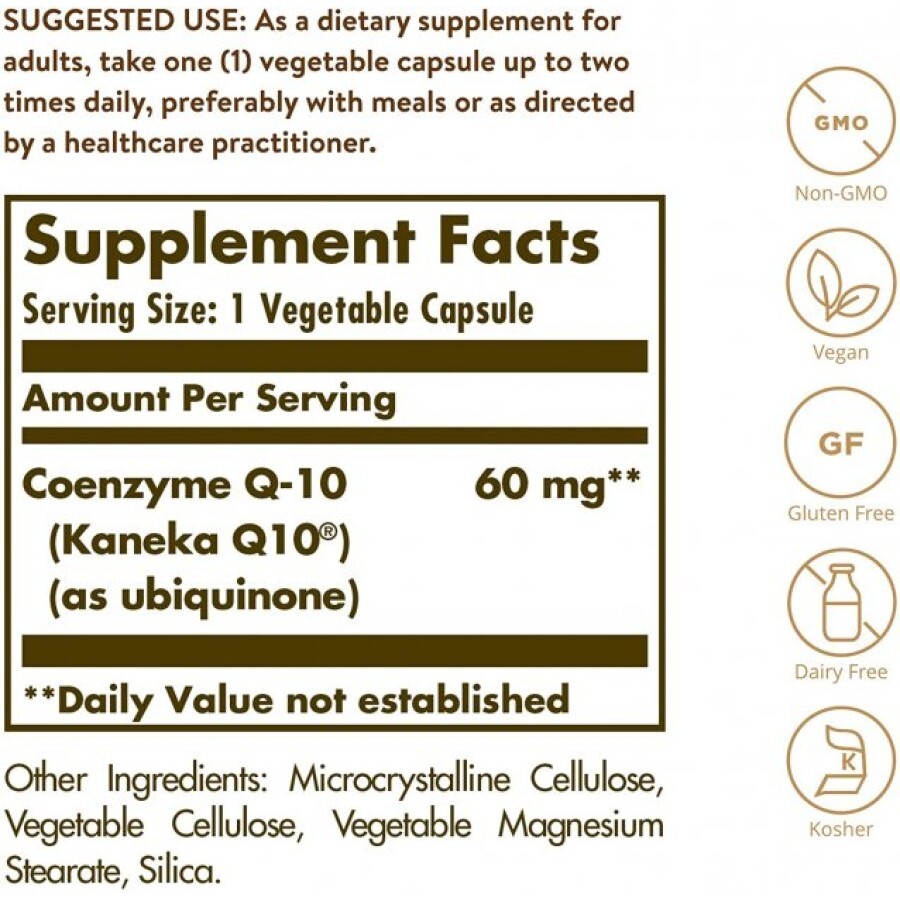 Коэнзим Q10 вегетарианский, CoQ-10, Solgar, 60 мг, 30 кап.: цены и характеристики