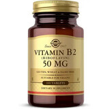 Витамин B2 (рибофлавин), Vitamin B2 (Riboflavin), 50 мг, Solgar, 100 таблеток