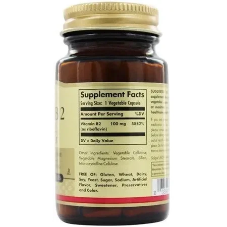 Вітамін B2 (рибофлавін), Vitamin B2 (Riboflavin), 100 мг, Solgar, 100 вегетаріанських капсул: ціни та характеристики