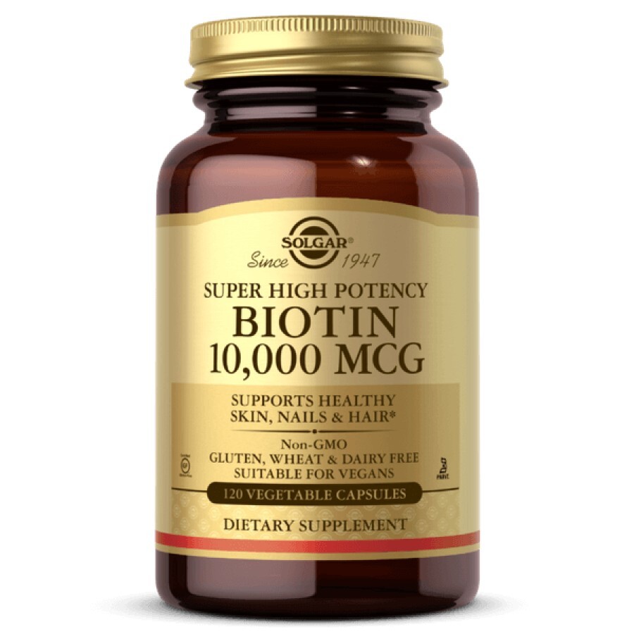 Біотин (В7) 10 000 мкг, Biotin, Solgar, 120 вегетаріанських капсул: ціни та характеристики