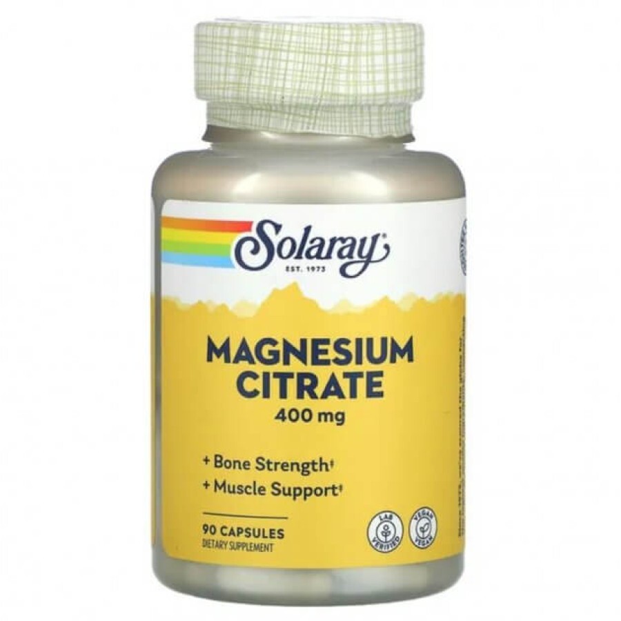 Цитрат Магнію, 400 мг, Solaray, 90 капсул: ціни та характеристики