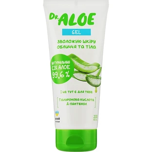 Гель для лица и тела Dr. ALOE с натуральным соком Алое 99,6% увлажняющий, 200 мл