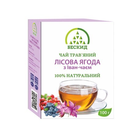 Чай травяной Бескид Лесная ягода с Иван-Чаем, 100 г